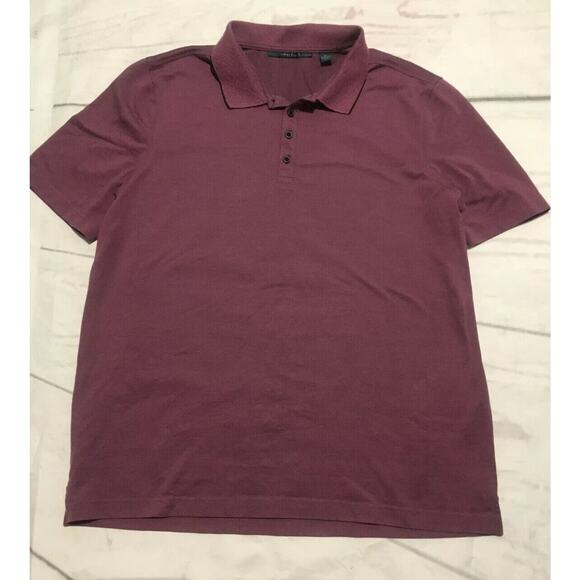 Perry Ellis Golf Polo Shirt Short Sleeve Purple Black Patterned Mens LG Tall (t) - Picture 1 of 5